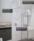 Shower Faucet Set And Handle Kit For Ceiling Mount Rainfall System, 12 Inch Square Shower Head In Brushed Nickel, installed in bathroom