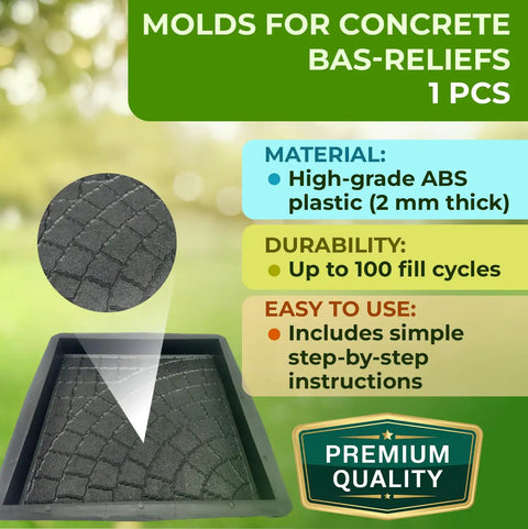 DIY Concrete Patio Paver Molds Large Cobblestone Pathmaker Mold For Walkways Reusable Plastic Form Set with Stampcrete Look.