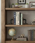 Legit Industrial Bookends Featuring Charred Pine And Genuine Metal Pipe Fittings And Badass 2 Piece Set For Modern Farmhouse Desks And Rustic Steampunk Home Decor on a wooden shelf.