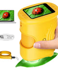 Kids 1000X Digital Microscope With 1080P HD Screen Handheld Science Toy For Exploring Insects Leaves Veins Textures Skin And Everyday Objects On The Go Totally Fun Educational Tool For STEM Learning, yellow handheld unit with USB cable