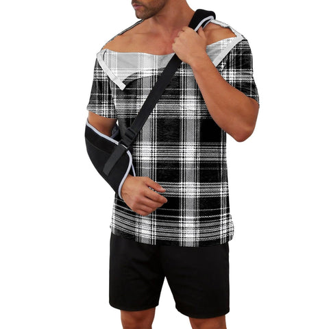 Post Shoulder Surgery Shirt For Men With Easy Snap Front And Tear Away Design Rotator Cuff Recovery Clothing soft plaid tee in use