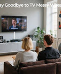 Self Adhesive Paintable Cord Hider Kit For 2 To 4 Wires On Wall Hide The Mess With A Clean Cable Cover Raceway For TV Cables White Wall Mounted Wire Covers Easy Install Modern Look installed under a wall TV in a living room