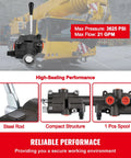 Compact hydraulic control valve for tractors, featuring 21 GPM and 3625 PSI performance, durable and optimized for tight spaces.