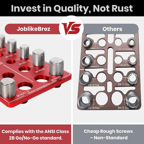JoblikeBrez bolt thread checker with 40-nut/bolt gauge; metric and inch sizing, wall-mount plate