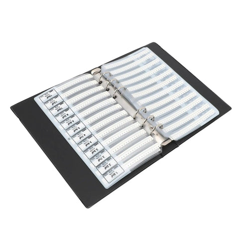 Capacitor Sample Kit For Engineers And Students, 84 Value Types With 50 Pieces Each, Total 4200 Capacitors, Ceramic Caps Book Featuring COG X7R X5R Dielectrics, Clear ID Labels, Perfect For Projects, Labs, And Classrooms. black ring binder capacitor sample book with labeled ceramic pages