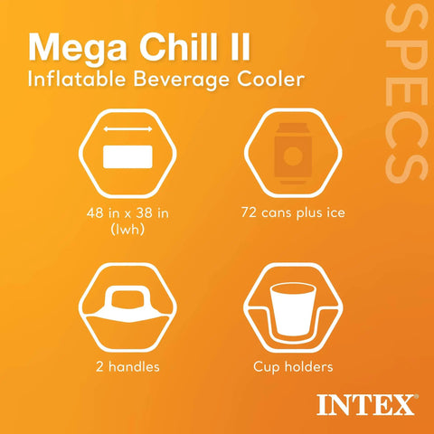Inflatable Mega Chill II Beverage Cooler Float For 72 Cans With Lid Poolside Party Essential Built To Stay Cold On The Water