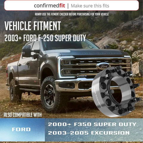 Beef Up Your Ride With A Four Pack 2.00 Inch Thick Hub Centric Wheel Spacers For 8x170 Bolt Pattern 124.9mm Hub Bore M14x1.5 Threads Forged 6061 T6 Aluminum Black Fits Ford F250 F350 Super Duty Single Rear Wheel; compatible with Ford F-250