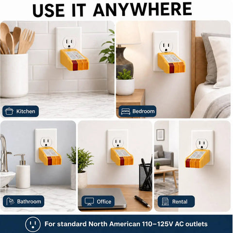 Outlet Tester For North American AC Outlets Fast Wiring Diagnosis Detects Open Ground Reverse Polarity Open Hot Open Neutral Hot Ground Reversed And GFCI Functionality Test for kitchen, bedroom, bathroom, office, rental