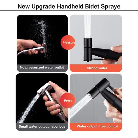 Handheld Toilet Bidet Sprayer Kit With 57 Inch Hose, Adjustable Water Pressure, Gold Finish, Jet Spray Attachment in use
