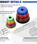 Bearing Race And Seal Driver Set 10 Piece Bearing Press Kit with 9 Adapters showing knurled handle and hexagonal screw fixing