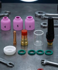 Top Grade Tig Torch Head Parts Kit With Ceramic Nozzle Cups Collet Body And Sealing Rings For Smooth Welds includes ceramic cups and accessories.