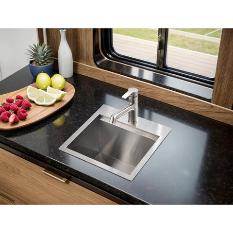 15 Inch Bar Sink With Brushed Nickel Finish, 304 Stainless Steel, 18 Gauge, Single Bowl Workstation Drop-In Wet Bar Prep Sink
