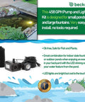 LV450T 458 GPH Submersible LED Light Water Pump Kit For Indoor Outdoor Ponds Fountains Fish Tanks Aquariums And Waterfalls With Foam Filter Black Finish on display with pond.