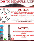 Diagram showing how to measure a 5-lug hub and spindle compatibility for two pack galvanized trailer idler hub kits 5 on 4.5 in 5 lug 5x4.5 pre installed and lubricated for 3500 lbs axles with 84 spindle tapered one and one sixteenth inch to one and three eighths inch boat trailer