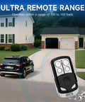 Garage Door Opener Remote Keychain Fits Chamberlain LiftMaster And Craftsman From 1993 To Present Replaces 373LM shown in driveway