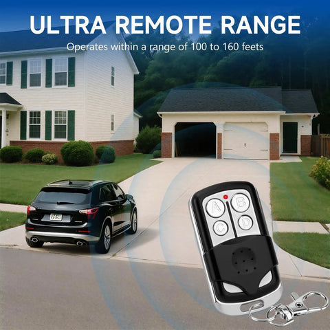 Garage Door Opener Remote Keychain Fits Chamberlain LiftMaster And Craftsman From 1993 To Present Replaces 373LM shown in driveway