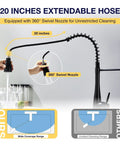 TOYWIA Kitchen Faucets with Pull Down Sprayer, High Arc Single Handle Classic Stainless Steel Sink Faucet 1 or 3 Hole, Suitable for Farmhouse Camper Laundry Rv Bar, Matte Black with 20-inch extendable hose and 360° swivel nozzle.