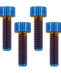 Ultra Lightweight M6x20 Grade 6 Titanium Hex Socket Cap Screws For Road And Gravel Bikes Burnt Blue Finish Ti6Al4V Aluminum Free Weight Weenie Upgrade Bombproof Cycle Parts 4 Pack Set