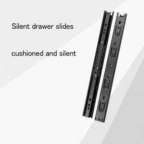 Bulk Thirty Pair Full Extension Ball Bearing Side Mount Cabinet Drawer Slides Featuring No Sweat Install And Silky Smooth Glide For Sweet Kitchen Updates And Quick Diy Projects, black silent drawer slides.