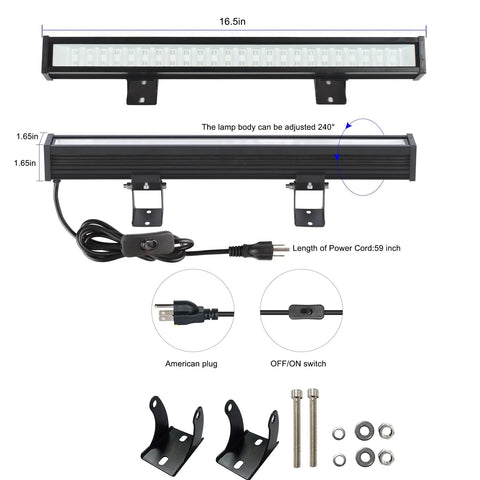 Two Pack LED Black Light Bar Set for Glow Parties IP65 Waterproof Ultraviolet Lights 385 to 400 Nm with power cord and mounting hardware