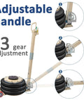 Heavy Duty Pneumatic Floor Jack Beast With 6600 Lbs Capacity And 5.9 To 15.75 Inch Lift Range Quick 5 Second Lift Long Adjustable Folding Handle White 3 Ton Air Jack For Cars And SUVs showing adjustable handle with 3 gear positions.