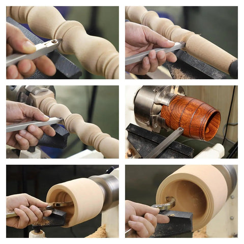 Full Size Indexable Carbide Tipped Wood Lathe Turning Tools Set With Rubber Handle used for spindle and bowl turning