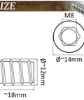 Dimensions of threaded insert for 4 Pack Adjustable Furniture Leveling Feet Kit With M8 Screws And M8 Threaded Inserts For Wood
