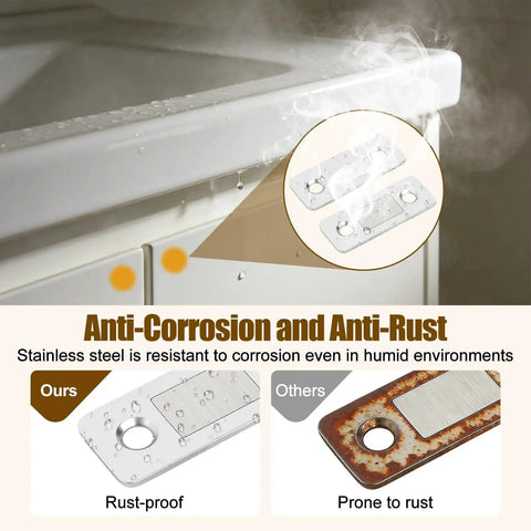 Comparison of stainless steel rust-proof magnetic catch and rust-prone alternative for 6 Pack Cabinet Magnetic Catch Set For Easy Install No Drill Stainless Steel Strong Magnetic Latch For Sliding Cabinets Cupboards And Drawer Fronts Silver Finish.