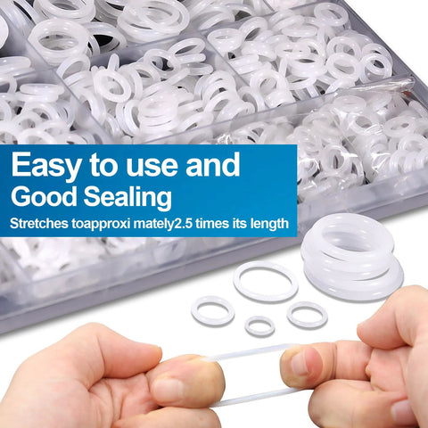 Clear silicone O-ring kit, 1228-piece set for faucets and plumbing; VMQ seals with hooks and picks