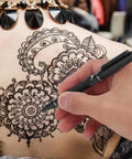Close-up of Hella Smooth Dual Tip Marking Kit Bold And Ultra Fine Felt Scribes for intricate skin designs.