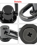 Straight Up Solid 12 Pack Bright Black D Rings For Purses With Mounting Screws Premium Metal Alloy Leather Craft Diy Bag Hardware close-up details.