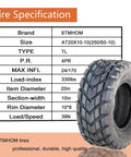 All Terrain Tubeless Off Road ATV UTV Tires Set Of 2 20X10-10 6PR Deep Tread High Traction on display with specifications