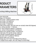 Precision Heavy Duty Benchtop Mill And Drill With 1300W Brushless Motor dimensions and specifications for garage projects.