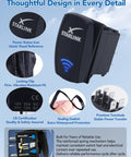 Rocker Switch With Aluminum Mounting Panel, IP68 Waterproof Five Pin SPST On Off Toggle, features and parts details