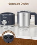 4 In 1 Electric Milk Frother And Steamer, 16.9 Oz Capacity, dark blue and silver separable design, parts and whisk storage