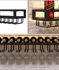 Heavy Duty Wall Mounted Wine Rack Featuring Premium Steel Construction alongside Integrated Glass Storage, displaying bottles and glasses.