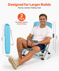 Man sitting on Two Pack High Back Folding Beach Chairs For Adults, Heavy Duty Camping Chairs With Cup Pocket, Carry Bag, 330 Lb Capacity