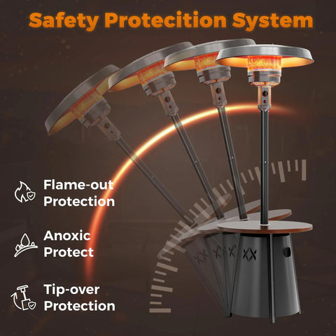 50000 BTU Outdoor Patio Heater With Round Table Design Premium 304 Stainless Steel Burner Triple Protection System CSA ETL