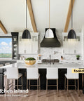 Black Dome Pendant Light For Kitchen Island, 10 Inch Dope Modern Black And Gold Ceiling Fixture With E26 Socket in kitchen