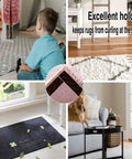 Living room and entryway rugs secured by Non Slip Rug Grippers For Hardwood Floors Pack Of 8 Durable Reusable Washable Carpet Tape Stoppers