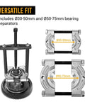 12-Piece 5-Ton Bearing Removal Tool Kit With 30-75mm Splitter And Puller Set, Ø30-50mm and Ø50-75mm bearing separators