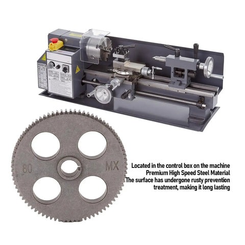Built Like A Tank Steel Mini Lathe Spur Gear 80 Tooth, 12mm Bore, 83mm OD, 8mm Thick for lathes and precision work.
