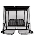 Premium Patio Swing Mosquito Netting For 2 To 3 Seater Outdoor Swing Black Mesh With Double Zipper Opening Roof Waterproof Tent