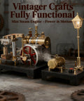 Mini Steam Engine Kit 2 In 1 Beam Engine With Boiler And Lamp Scene DIY full metal model on display