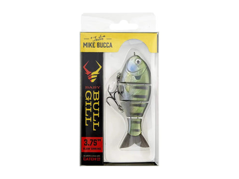 Mike Bucca Baby Bull Gill Swimbait, 3.75 Inch, Three Quarters Ounce Ruby Gill in packaging