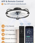 Ceiling Fan With Lights And Remote And App Control 20 Inch Low Profile Flush Mount Fandelier slick dimmable