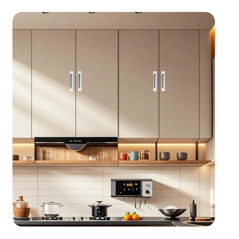 Two Pack Aluminum Alloy Push Pull Door Knobs With Self Adhesive Handles For Kitchen Cabinets Windows Sliding Closets Durable Silver Finish Non Slip Grip Quick And Easy Install No Tools Needed 5.83 Inch Length on kitchen cabinets