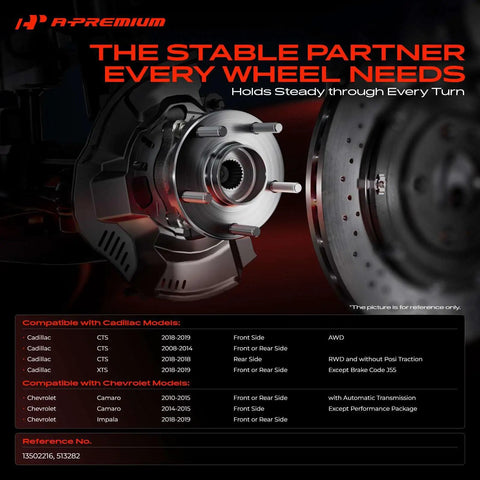Two Pack Front Or Rear Wheel Bearing And Hub Assembly 5 Lug For Chevrolet Impala 2018 2019 Camaro 2010 2015 Cadillac CTS 2008 2014 2018 2019 And XTS 2018 2019 Direct Fit Easy Install Durable with vehicle compatibility chart