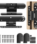 Built Tough 6-Inch Hidden Door Hinge With 3 Way Adjustable Concealed Mechanism Heavy Duty Steel Construction showing pieces and installation accessories.