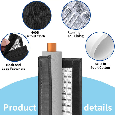 Weatherproof Copper Pipe Insulation Cover for Outdoor HVAC Line Sets 72x10.2 Inches with 600D Oxford, aluminum foil, pearl cotton